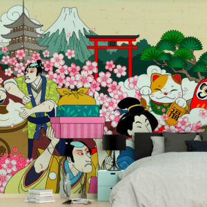 SACHIKO - Papier peint panoramique estampe japonaise chambre
