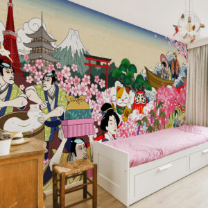 SACHIKO - Papier peint panoramique estampe japonaise chambre enfant