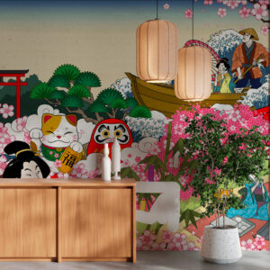 SACHIKO - Papier peint panoramique estampe japonaise entrée