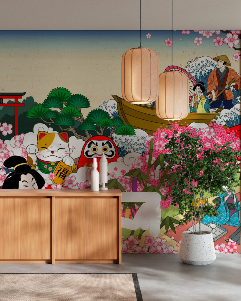 SACHIKO - Papier peint panoramique estampe japonaise entrée