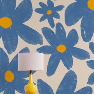 SUNNY - Papier peint fleur bleue meuble entrée