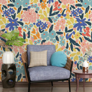 TELMA - Papier peint liberty violet coin détente