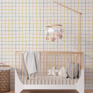 VICTORIN - Papier peint quadrillage chambre bébé