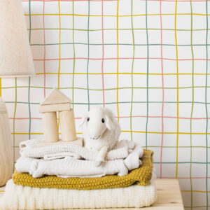 VICTORIN - Papier peint quadrillage meuble bébé