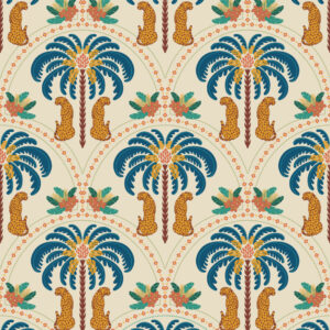 ZARA - Papier peint art déco palmier et léopard