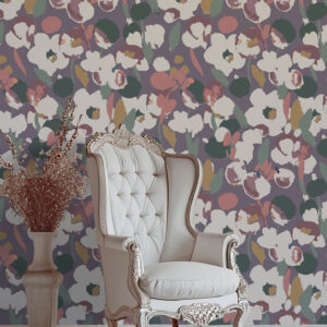 AÏCHA - Papier peint camaïeu fleuri coin détente