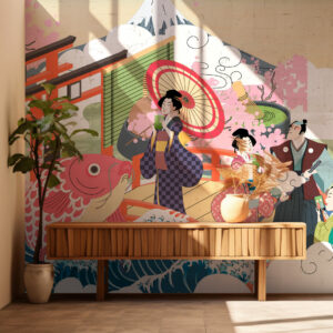 AIGA - Papier peint rétro japonais entrée