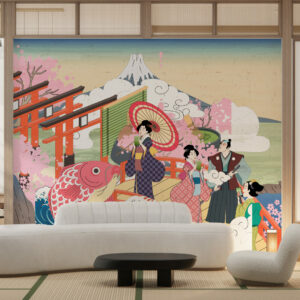 AIGA - Papier peint rétro japonais salon