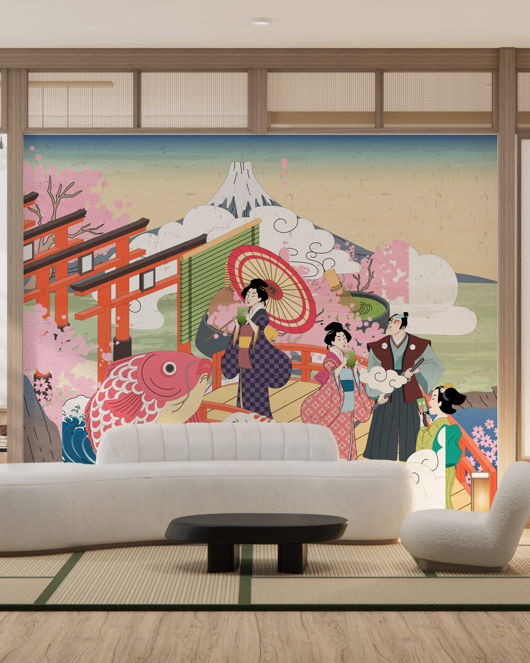 AIGA - Papier peint rétro japonais salon