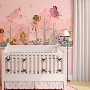 AMALIA - Papier peint panoramique princesse et fée chambre fille