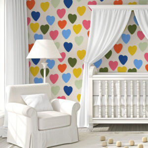 AMOR - Papier peint coeur multicolore chambre bébé