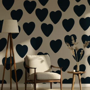AMOR - Papier peint coeur noir coin détente