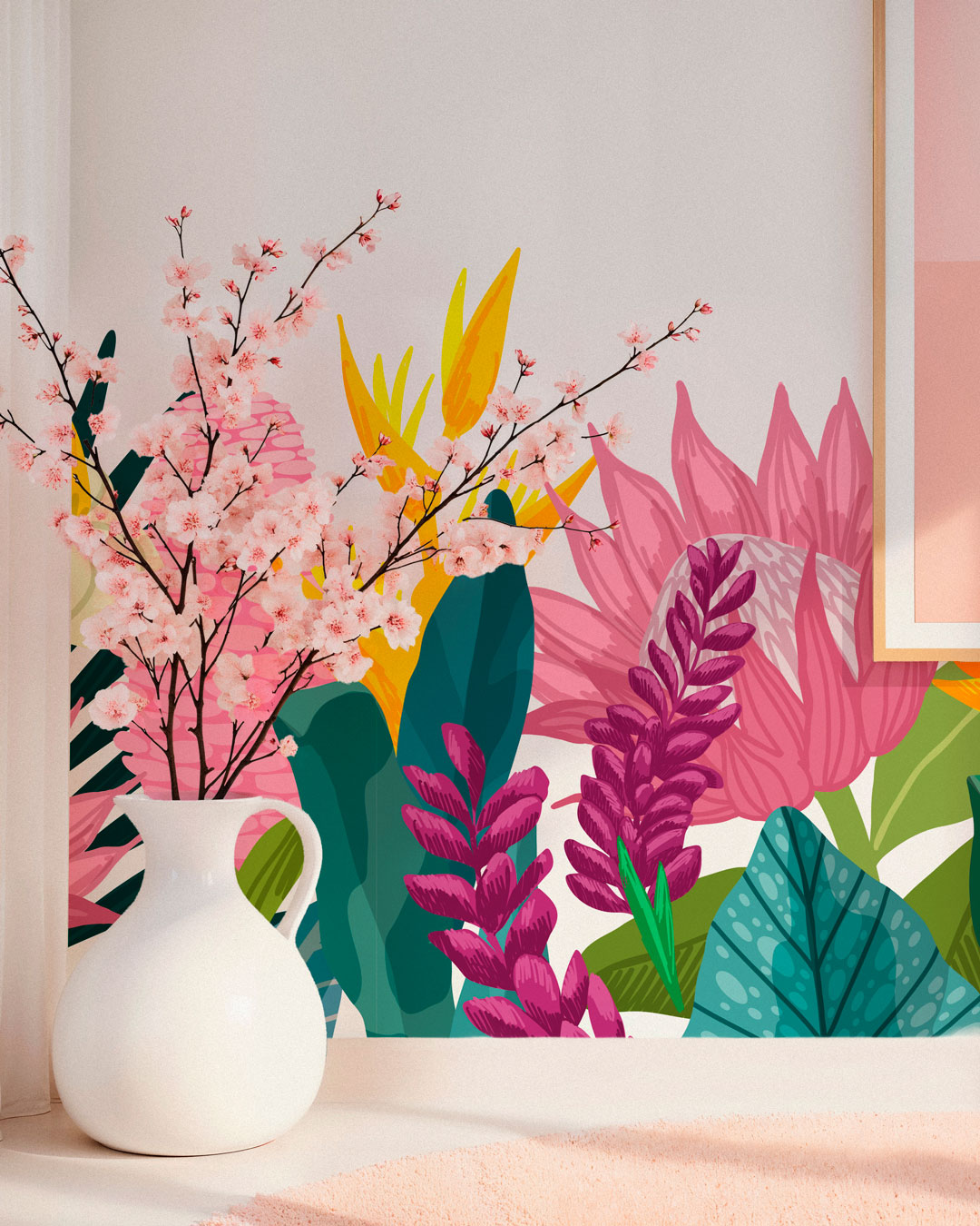 ANTHONIE - Papier peint panoramique fleurs géantes entrée