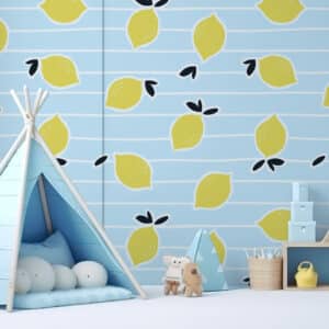 ANTIGONE - Papier peint limonade bleu salle de jeux