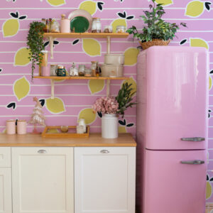ANTIGONE - Papier peint limonade rose cuisine