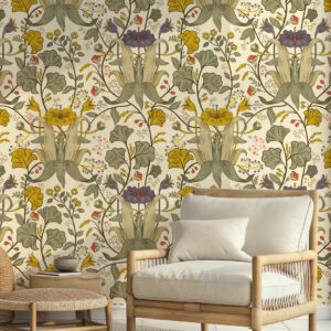 BEGONIA - Papier peint fleuri art nouveau coin détente