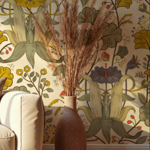 BEGONIA - Papier peint fleuri art nouveau entrée