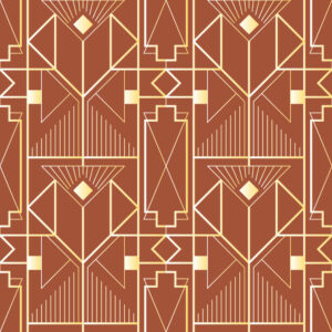 BÉRENGER - Papier peint motif art déco orange