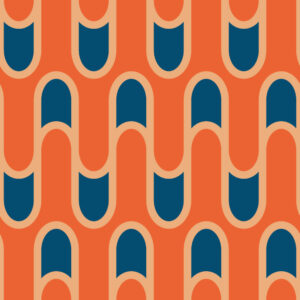 CEZAIRE - Papier peint vagues rétro orange