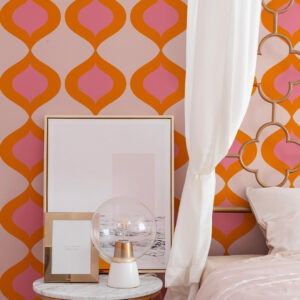 CONSTANT - Papier peint sablier art déco orange chambre