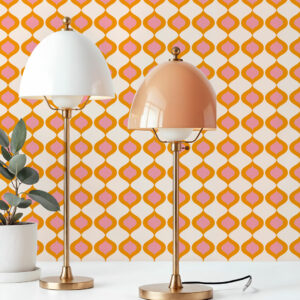 CONSTANT - Papier peint sablier art déco orange table de nuit