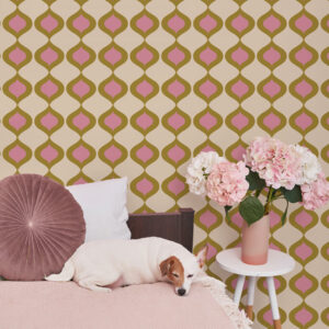 CONSTANT - Papier peint sablier art déco vert chambre