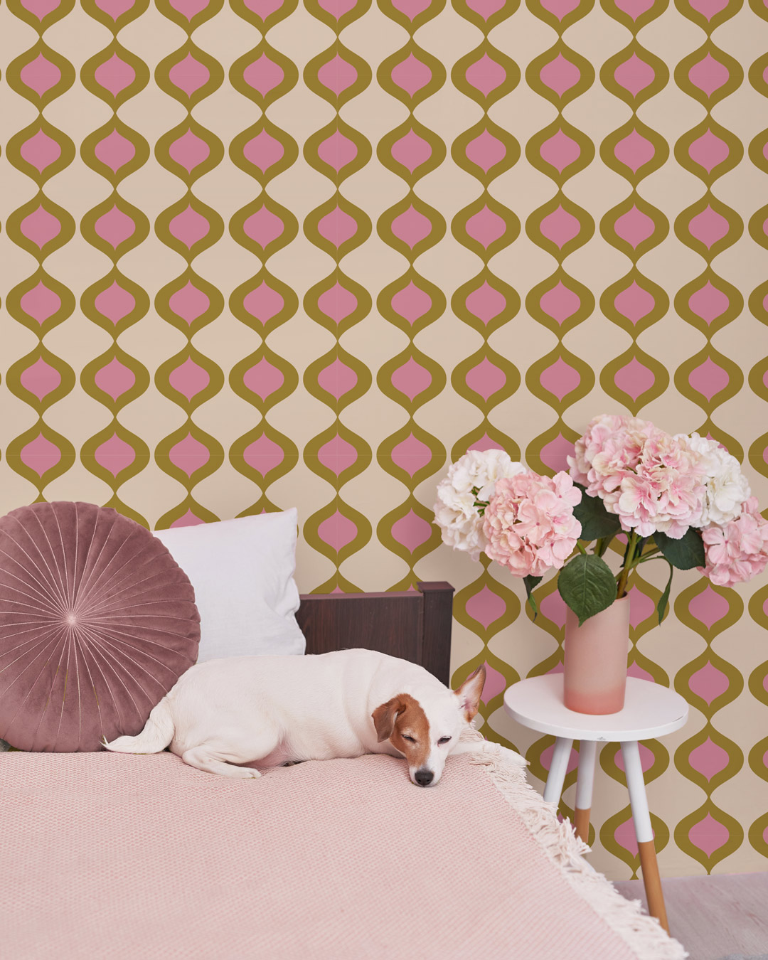 CONSTANT - Papier peint sablier art déco vert chambre