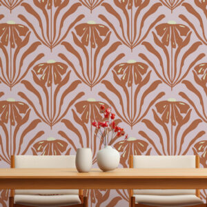 CYRIELLE - Tapisserie fleurie moderne violet salle à manger