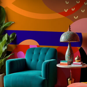 DAMIEN - Fresque murale colorée coin détente