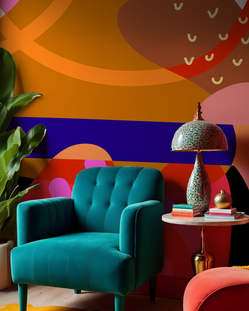 DAMIEN - Fresque murale colorée coin détente