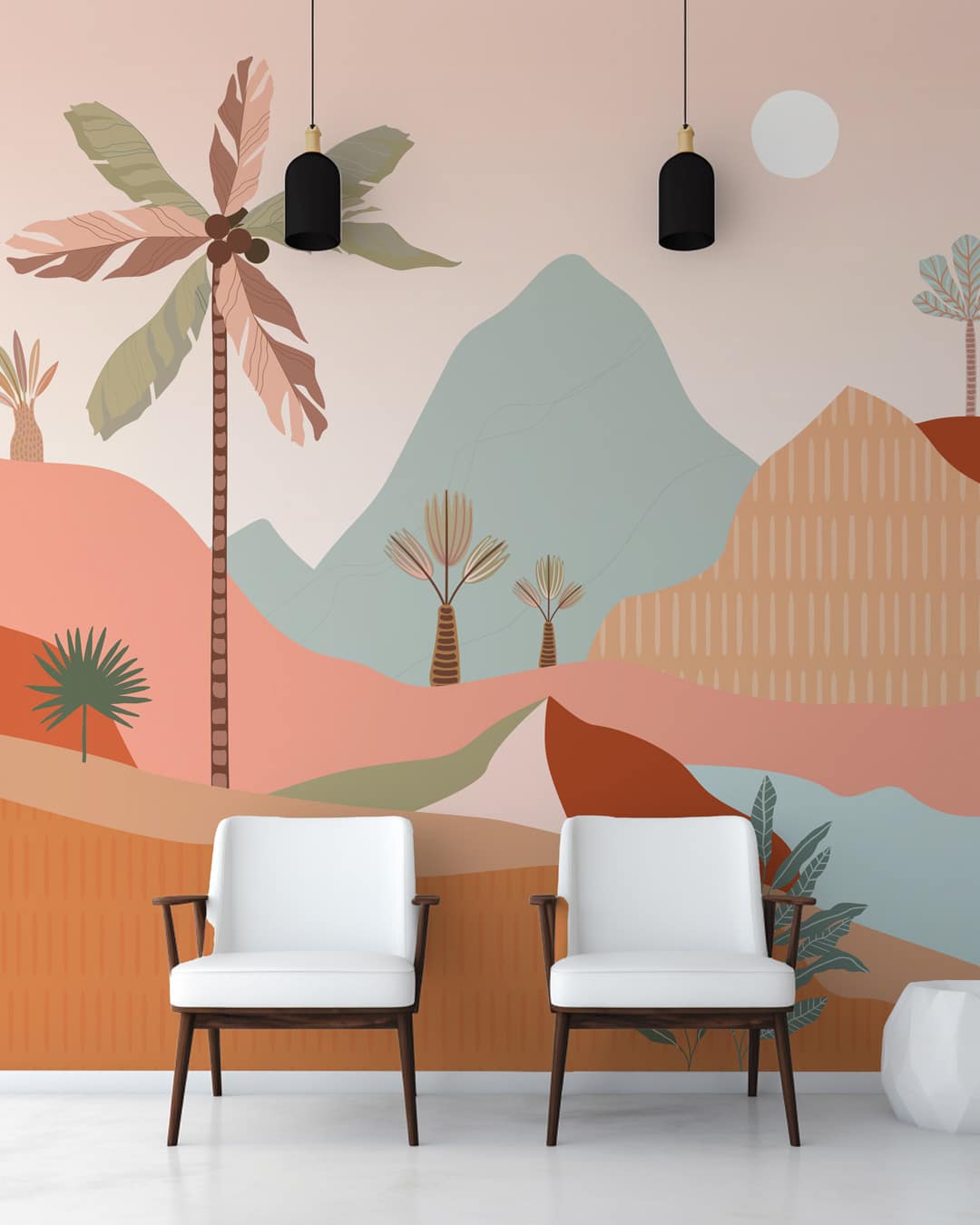 DJIBRIL - Papier peint collines tropicales entrée