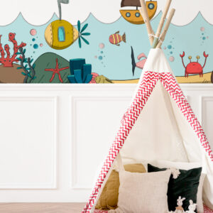 ÉLIAS - Papier peint fond marin enfant salle de jeux
