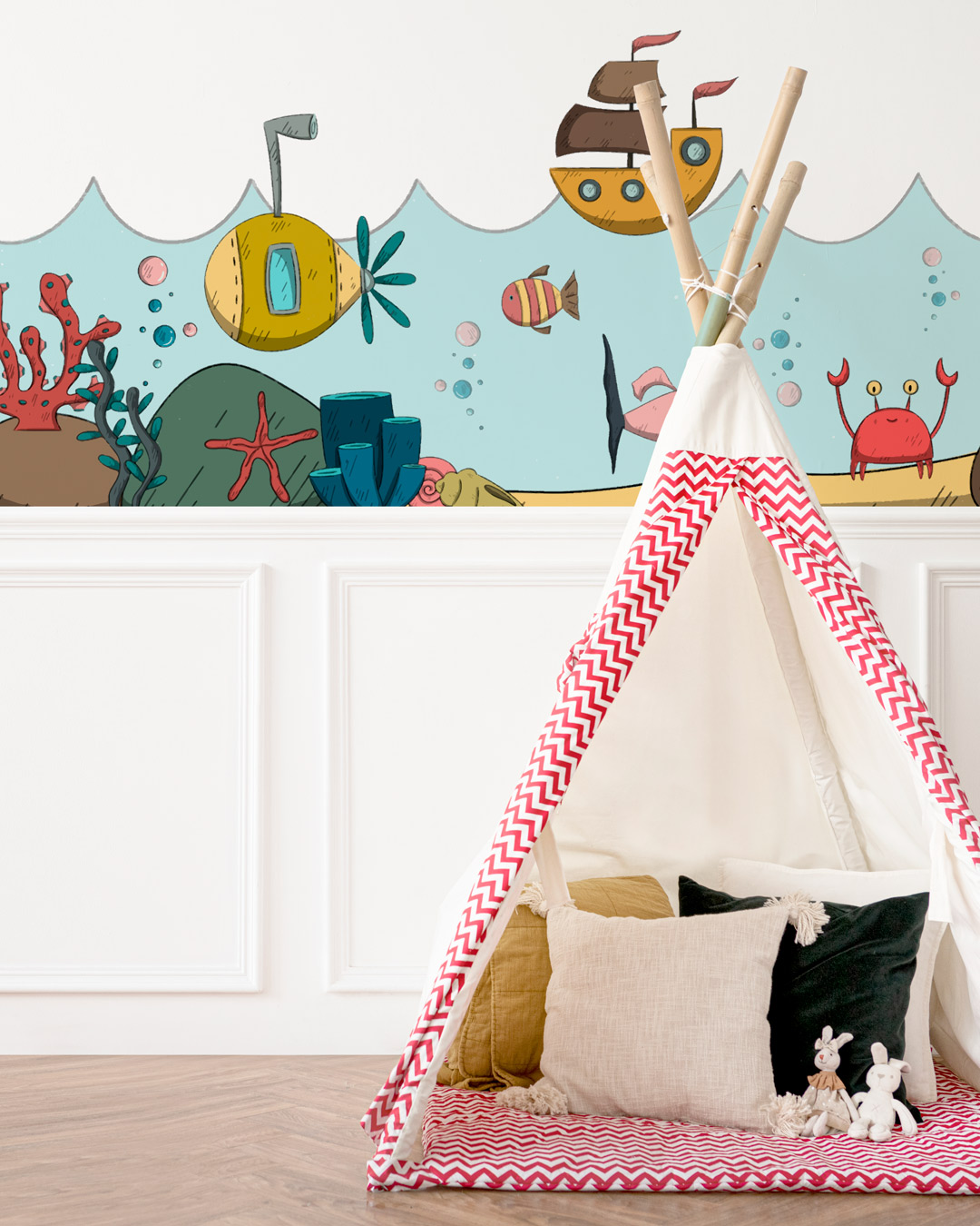 ÉLIAS - Papier peint fond marin enfant salle de jeux