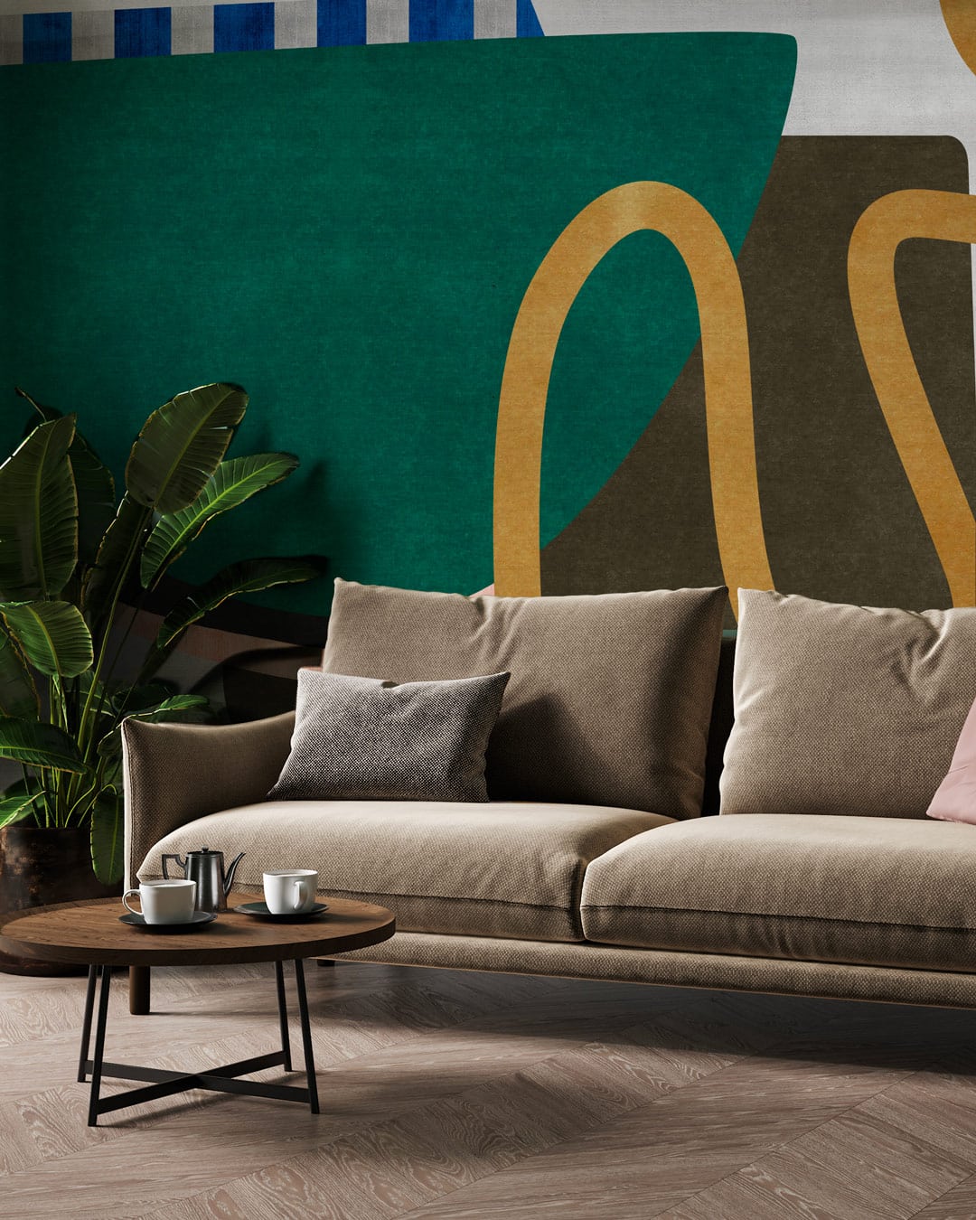 ELYA - Papier peint panoramique formes abstraites salon