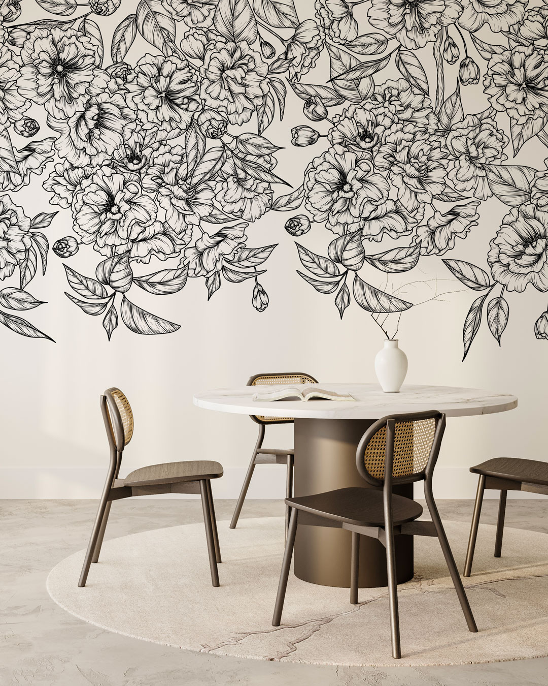 FLORANTIN - Papier peint grappe fleurie salle à manger
