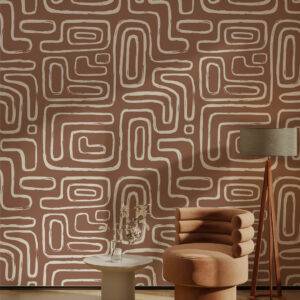 FRED - Papier peint labyrinthe mocha mousse coin détente