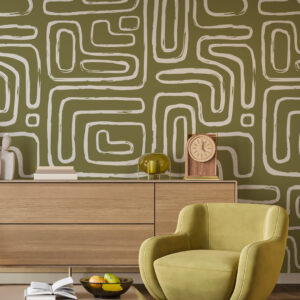 FRED - Papier peint labyrinthe vert coin détente