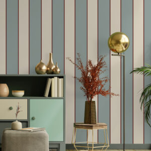 GRACE - Papier peint rayé élégant bleu coin lecture