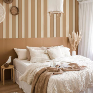 GRACE - Papier peint rayé élégant marron chambre