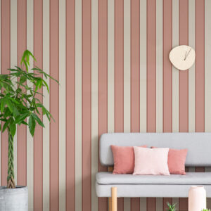 GRACE - Papier peint rayé élégant rose salon