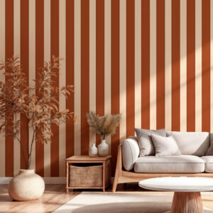 GRACE - Papier peint rayé élégant terracotta salon