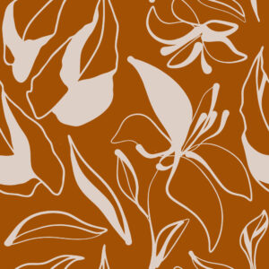 HAZEL - Papier peint crayonné fleuri marron