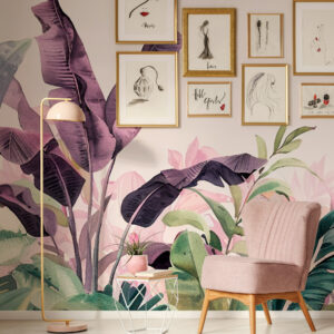 HUI - Papier peint tropical violet coin détente