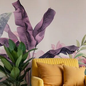 HUI - Papier peint tropical violet coin lecture