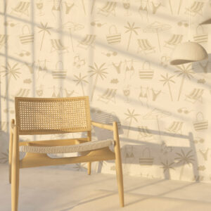 IRÉNÉE - Papier peint vacances au bord de mer beige coin détente