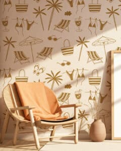 IRÉNÉE - Papier peint vacances au bord de mer marron coin détente