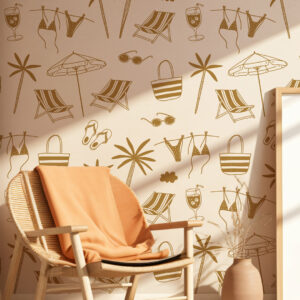 IRÉNÉE - Papier peint vacances au bord de mer marron coin détente