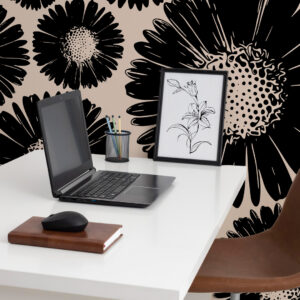 ISABEAU - Papier peint panoramique grosse marguerite bureau