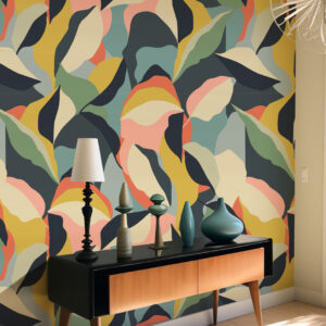 JAHEL - Papier peint abstrait feuille entrée
