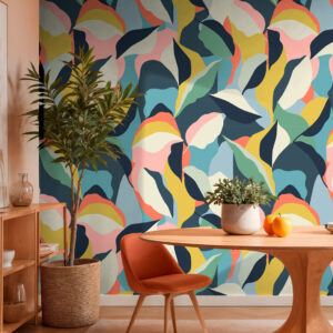 JAHEL - Papier peint abstrait feuille salle à manger